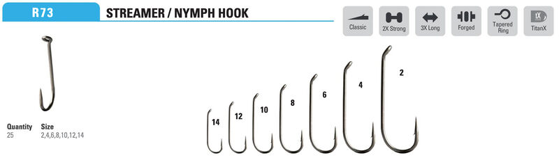 Mustad Heritage R73 9671 Nymph-Streamer Hook, 2XH, 3XL, DE - Image 3