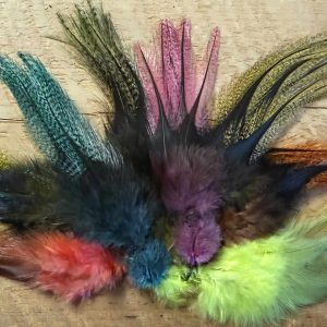 Firetail Dyed Coq De Leon Rooster Saddle: Dyed Pardo and Indios Hackle