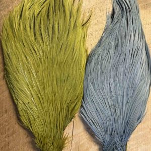Dyed Genetic Rooster Fly Tying Cape: Medium Blue Dun or Olive